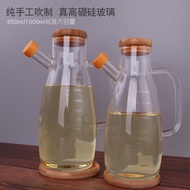 Bekas Minyak Botol Kaca Bamboo Glass Oil Jar Bottle 1000ML Kitchen Canister High Borosilicate Storag