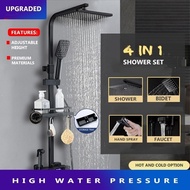 Shower Head 4 In 1 Rain Shower Set Hot And Cold Black Shower With Bidet Spray Set For Bathroom