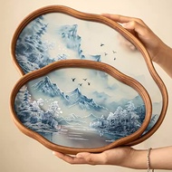 Glass Begonia Tray Tea Small Glassware Bamboo Pot Mirror