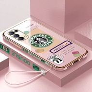 Starbucks patterned for Oppo RENO 4 4G Oppo RENO 4pro 4G Oppo RENO 4SE Oppo RENO 5 Oppo RENO 5pro Oppo RENO 5pro plus phone case cartoon plating casing with lanyard
