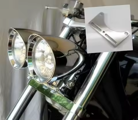 Chrome Bottom Dual HEADLIGHT Bracket Adapter For Harley Honda Kawasaki Suzuki FL Yamaha Cruiser Chop