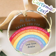 Personalized Round Glass Teacher's Day Ornaments Can Be Customized With Name And Photo, Designed Wit