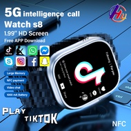 【Play Tiktok】S8 Ultra 4G Card Edition Call Smart Watch Google App NFC Android 8.0 for Men Full Touch