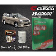 Toyota Innova 2005-2012 CUSCO JAPAN FULLY SYNTHETIC ENGINE OIL 5W30 SN/CF ACEA FREE WORKS ENGINEERING OIL FILTER