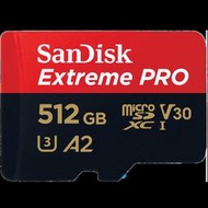 SanDisk Extreme Pro microSDXC 512GB, V30, U3, C10, A2, UHS-I, 200MB/s R, 140MB/s 記憶卡