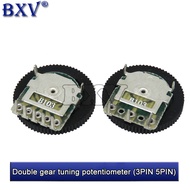10PCS Double Gear Tuning Potentiometer B102 B103 B203 B503 B1K B10K B20K B50K 3Pin 5Pin 16*2mm Dial 