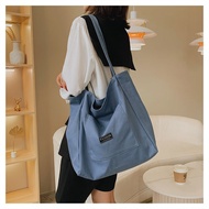 Women Canvas Tote Bag Shoulder High-capacity Shopping Traveling Students Books Fashion Ins Multifunction Casual Portable Blue