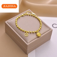 Emas 916 original gold fashionable titanium steel three-dimensional lucky hollow out lucky bracelet 