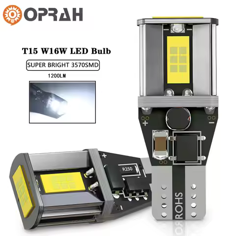 Oprah 2pcs 1200LM T15 W16W LED Canbus No Error 3570 3 SMD High Power 912 921 Car Backup Reverse Ligh