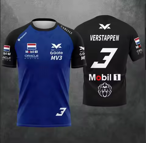 New Max Verstappen No.3 Racing T-Shirt Print Oracle Jersey Quick Dry Unisex Summer Sports Casual Sho