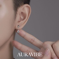 AURAVIBE-Subang stud atas telinga berbentuk titik air mata untuk lelaki, gaya mewah dan unik, anting
