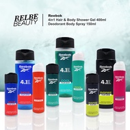Reebok 4in1 Hair  Body Shower Gel 400ml + Deodorant Body Spray 150ml