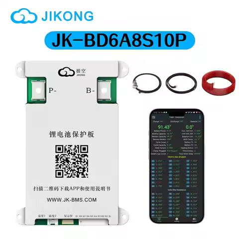 JlKONG JK-BD6A8S10P Smart Active BMS 4S-8S Li-ion Lifepo4 LTO 12V 24V Batteries 0.6A Balance Current