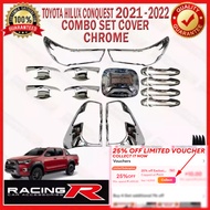 Hilux Conquest  2021 to 2024 Garnish Cover Combo Set  [ Matte Black / Chrome /  TRD ] [Free TRD Door