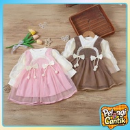 Uisa 6 Months - 4 Years Princess Clothes for Girls Bow Pendant Decoration Long Sleeve Baby Dress Pri