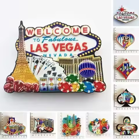 World Tourism Fridge Magnet Souvenir USA Las Vegas Florida Cultural Landscape Refrigerator Stickers
