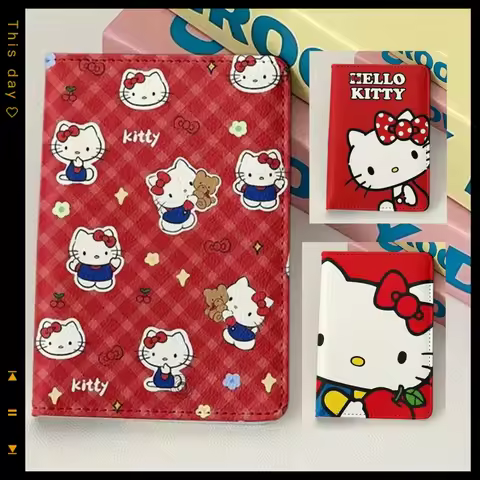Kawaii hello kitty anime peripherals cute passport holder ID card holder protective cover pu card ho