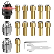 16Pcs Drill Chuck Collet Set, 1/32 to 1/8inch Drill Chuck Collet Set with 11Pcs Brass Collet, 3Pcs C