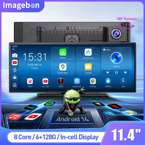 Imagebon W70 Android 14 11.4" 8 Core Dash Cam Carplay Screen All-In-One Car DVR Dash Cameras GPS Goo