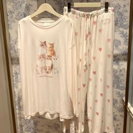Japan gelato pique Modal Cat Love Pajamas Set Loungewear Long Sleeve Pure Cotton