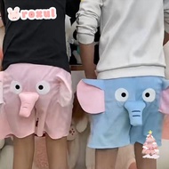 ROXUL Shorts Pants, Cute Elephant Embroidered Little Flying Elephant Couple Sleeping Pants, Creative