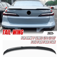 For BMW 7 Series G70 G71 i7 735i 740i 740d 750e 2023+ Gloss Black Carbon Fiber Rear Trunk Spoiler Wi