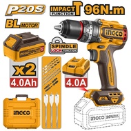 INGCO 20V LI-ION BL IMPACT DRILL 96NM W/2X 4.0AH CHARGER + CASE CIDLI20968