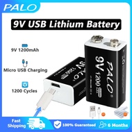 PALO⚡2PCS 9v battery 1200mAh Rechargeable Battery LI-ION 9 Volt 6F22 Micro USB Rechargeable Battery