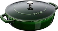 STAUB 12612885 Cast Iron Round Saute Pan with Chistera Lid, 28 cm, Basil