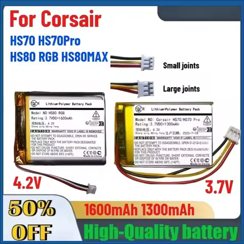 High-Quality 3.7V 1300mAh/4.2V 1600mAh Wireless Headphone Battery for Corsair HS70 HS70Pro HS80 RGB 