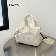 Lovito Beg Bahu Kecil Sporty Cetakan Huruf Tahan Lasak untuk Pickleball Wanita LFA63077