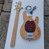 Unfinished Natural/Blue 4 Strings Electric Bass GuitarAsh Body&Maple Neck Black passived Pickups BJ1