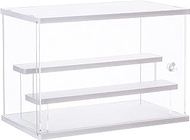 CECOLIC Acrylic Display Case Clear Display Storage Box Countertop Cube for Collectibles, Action Figures, Miniature Figurines Dustproof Protection Storage &amp; Organizing (White, 12.4x7x8.6in)