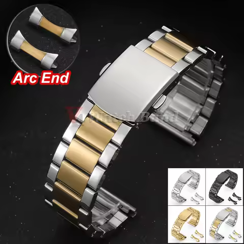 Arc End Stainless Steel Watch Band for Omega Universal Metal Strap 18/20/22/24mm Curved End Bracelet