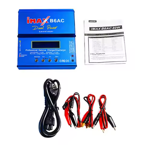 For IMAX B6AC 80W Balance Charger 2-6S T-Plug Multifunction Intelligent Model Battery Charger EU Plu