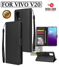 Leather Flip Untuk Vivo V20 / Vivo V21 / Vivo V21 5G Wallet Case Kulit - Casing Dompet Case Wallet L
