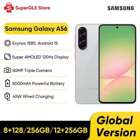 Global Version Samsung Galaxy A56 5G Smartphone Exynos 1580 6.7" 120Hz Super AMOLED Display 50MP Cam
