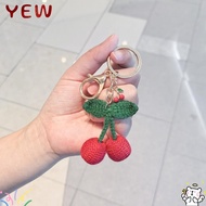 YYE Yarn Keychain, Dripping Cherry Handmade Yarn Cherry Keychain, Cute Plant Dripping Cherry Keychai