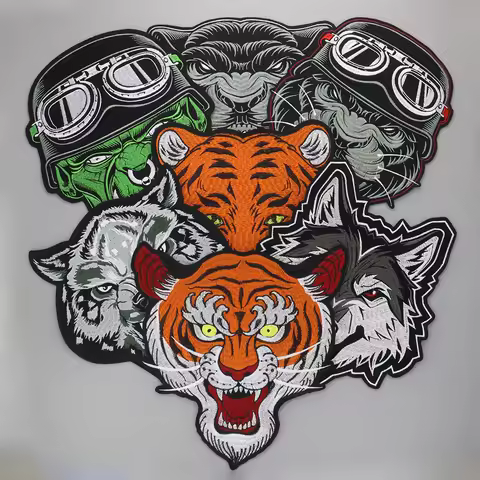 Large Embroidery Patch Wolf Animal Patch Iron On Patches For Clothing DIY Punk Back Patches On Cloth