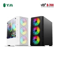 YGT B-708 Tempered Glass Case Micro-ATX/ITX Gaming Desktop Case black/White