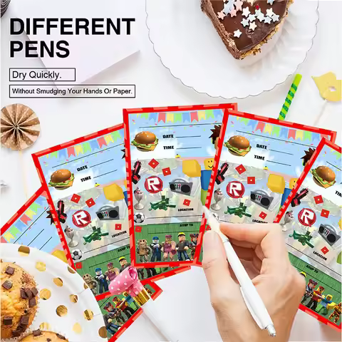 Party Supply ROBLOX Greeting Card Single-Page Invitation Card For Kid Cute ROBLOX Birthday Party Wed