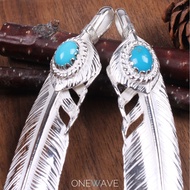 KEN KIKUCHI KEN KIKUCHI Silver Turquoise Feather Ammonite Necklace Pendant Sterling Silver Trendy Je