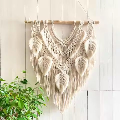 Nordics Bohemian Weaving Tapestry Macrame Wall Decoration Wall Decoration Hand Woven Leaves Modern M