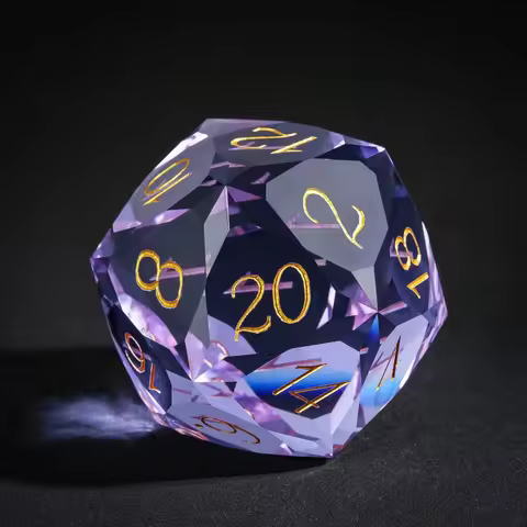 Cusdie 30MM Crystal D20 Dice Angled Glass 20 Sides Dice Single D20 Polyhedral Dice for Party Role Pl