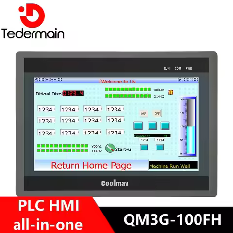 Coolmay 10.1 Inch HMI PLC Touch Screen QM3G-100FH-44MT Digital Programmable Logic Controller All-in-