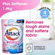 [Bundle Of 4] Attack Plus Softener Liquid Laundry Detergent Refill 1.4kg