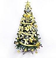 Christmas Tree Artificial Spruce With Zipper Premium Christmas Tree Pvc Pine Needles Christmas Pine Tree Full Scrambled Tree Festive Decoration With Ornaments Metal-Gold Stand 6.9Ft (210Cm) The New