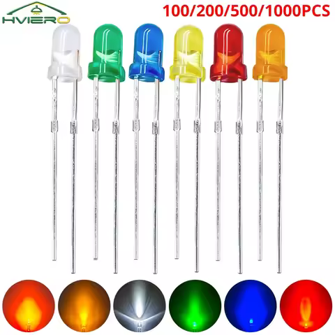 100/200/500/1000X F5 5mm Round Head with Edge and Short Feet LED Ultra Bright White Red Yellow Light