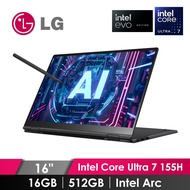LG Gram OLED 輕薄翻轉觸控筆電 16" (Intel Core Ultra 7 155H/16GB/512GB/Intel Arc/W11/EVO認證) 曜石黑 16T90SP-K.AA75C2