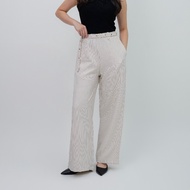 ASOKA Olyne Pants 2615 - Cullote High Waist Stripe Loose Pants Belt - Casual Women's Pants